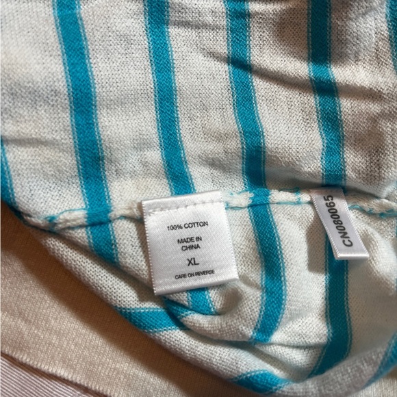 New York & Company 100% Cotton Ditsy Floral Striped Short Sleeve Button Cardigan - Picture 7 of 8